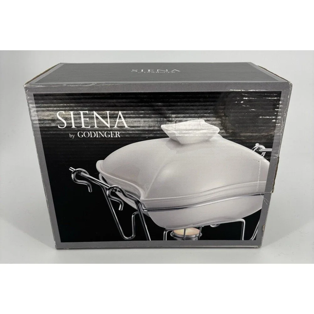New In Box Siena By Godinger Single Covered Ceramic Baker Buffet Server 1 Quart